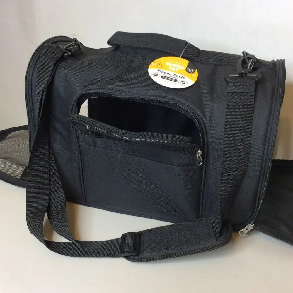 Every Yay Soft-Sided Canvas Mesh Pet Carrier Travel Bag Small 16lb.-Black